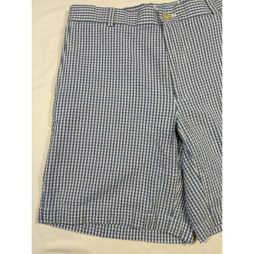 Southern Tide Mens 34 Blue White Plaid Seersucker The Skipjack Shorts
